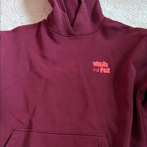 White Fox Burgundy Hoodie with Logo, size s/m